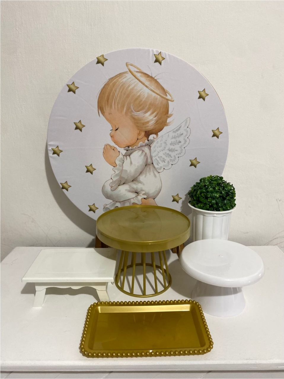 Kit 1 Só Um Bolinho - Batizado Anjo - Criativo amor Festas e Personalizados 