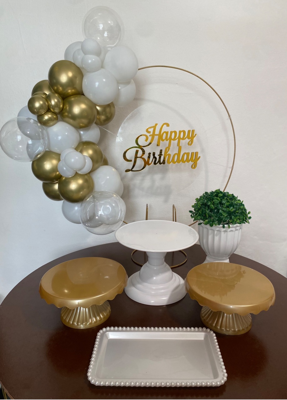 Kit 2 Só Um Bolinho - Happy Birthday Acrílico Branco E Dourado - Criativo amor Festas e Personalizados 