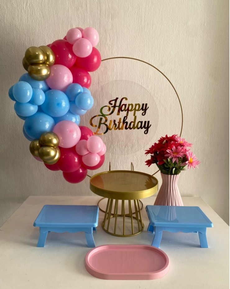 Kit 2 Só Um Bolinho - Happy Birthay Acrílico Rosa - Criativo amor Festas e Personalizados 