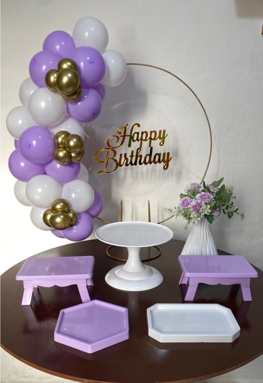 Kit 2 Só Um Bolinho - Happy Birthday Lilas - Criativo amor Festas e Personalizados 