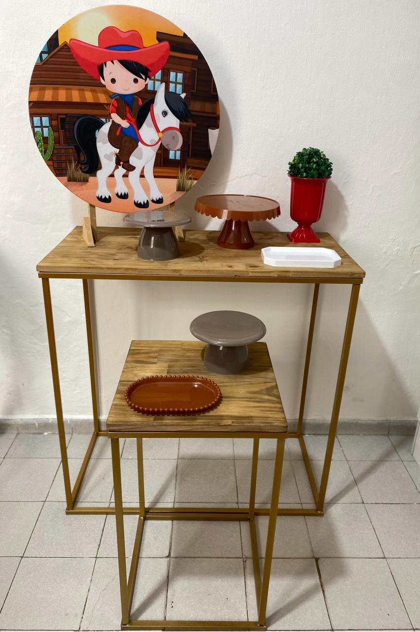 Mesa de Ferro Rústica G E P (2 Peças) - Criativo amor Festas e Personalizados 