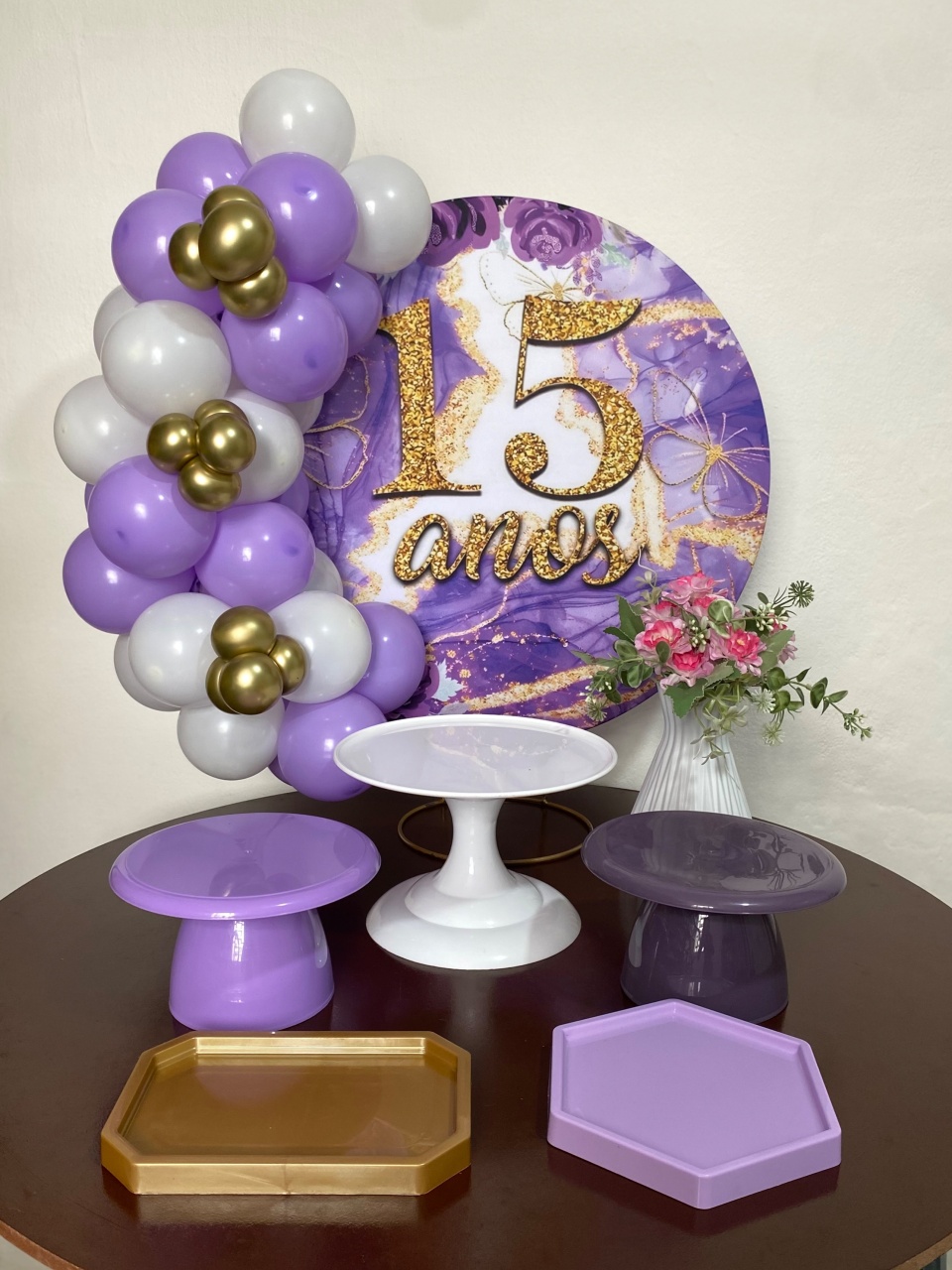 Kit 2 Só Um Bolinho - 15 Anos Lilás E Dourado - Criativo amor Festas e Personalizados 