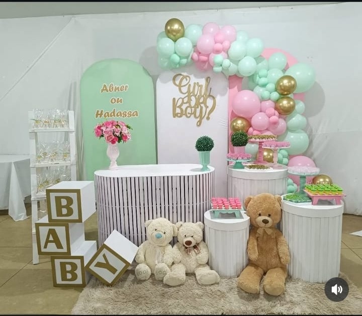 Kit Chá Revelação Verde E Rosa Kit G - Bruna Pacheco locações & decorações