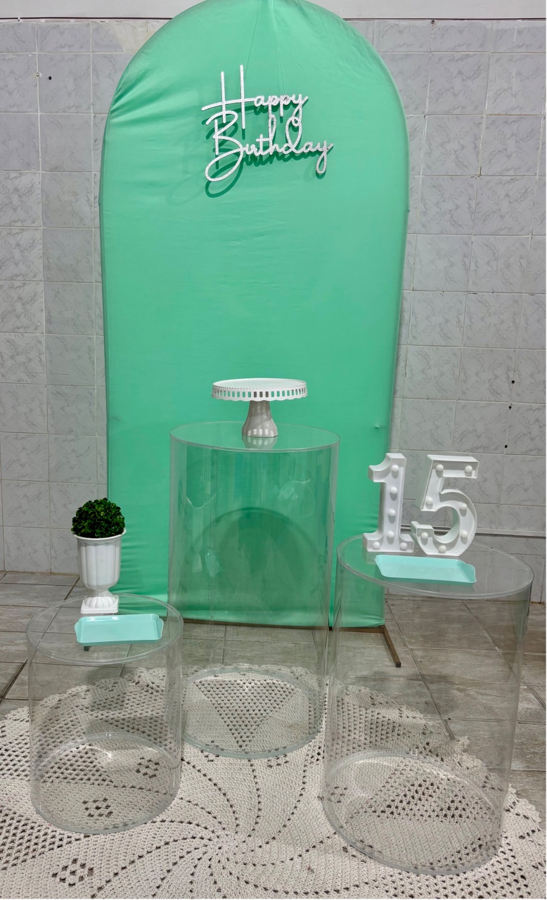 Verde Água Com Cilindro Acrílico - Antonella Decorações