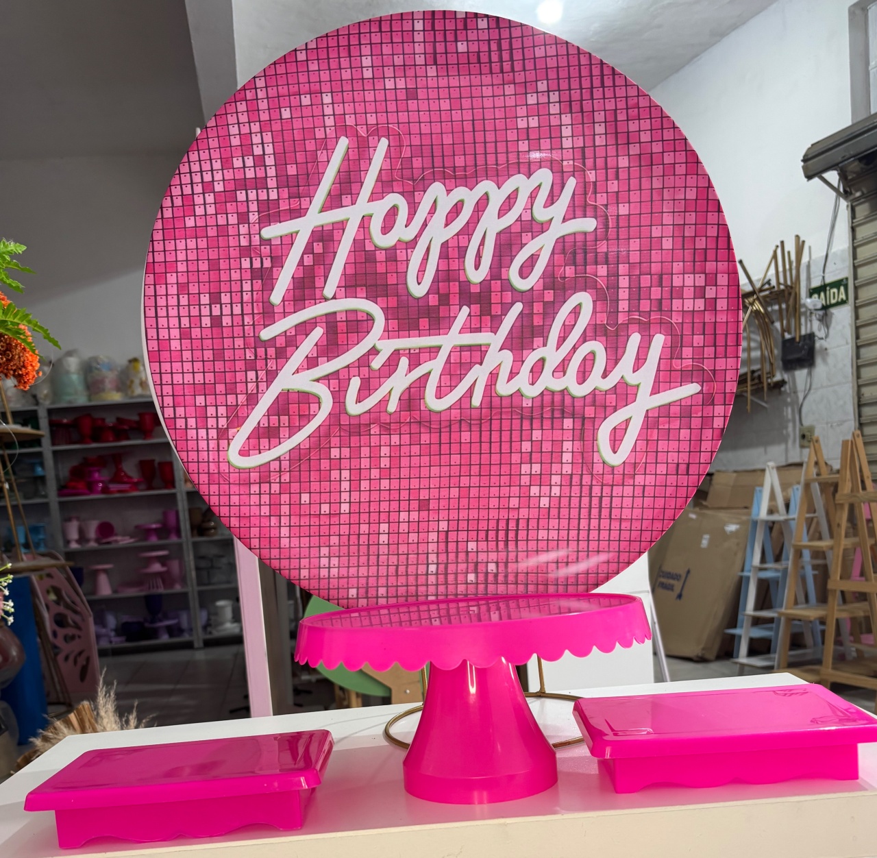 Decoração de Mesa Happy Birthday Pink - Antonella Decorações
