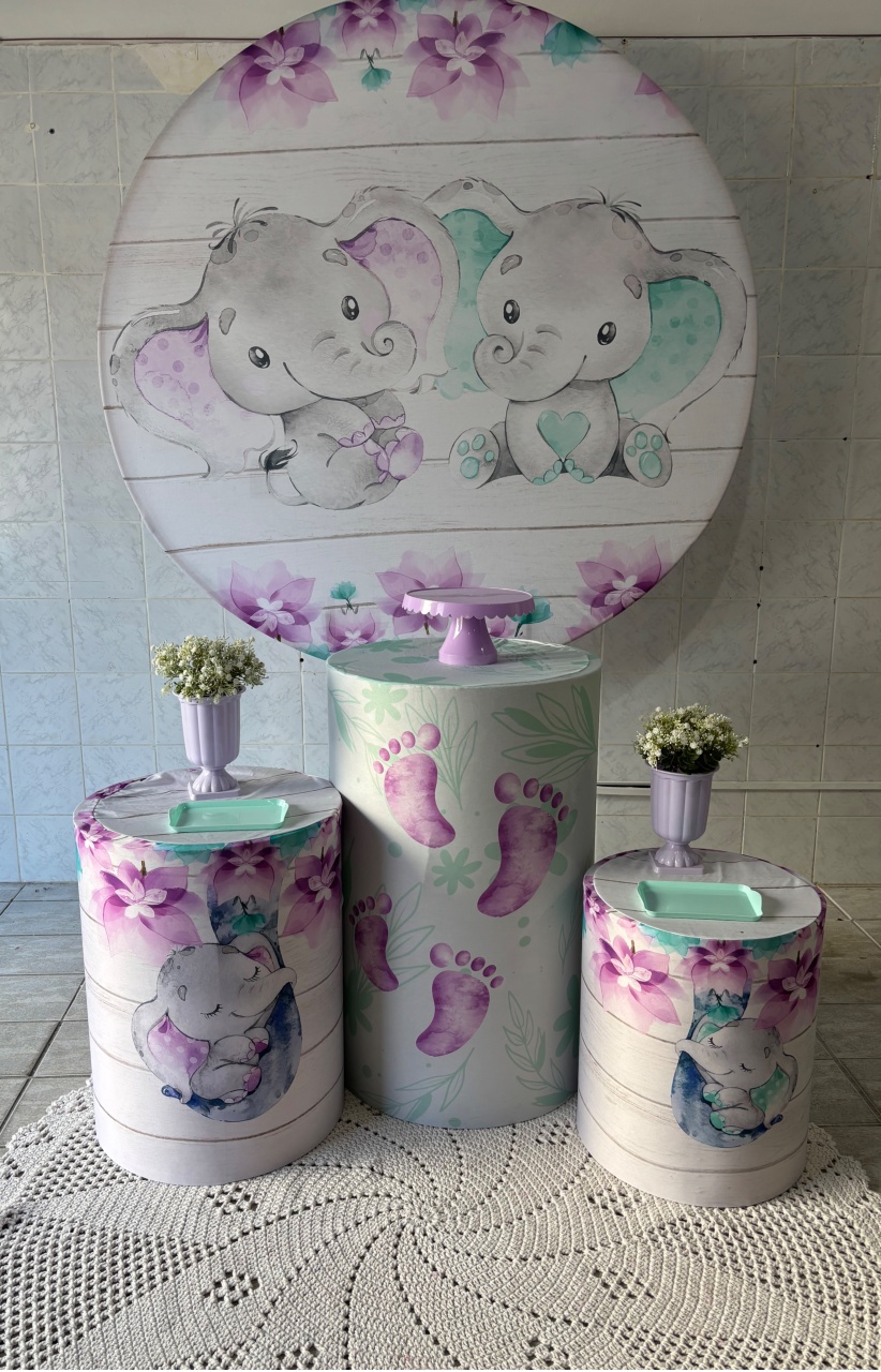 Elefantinho Verde E Lilás - Antonella Decorações