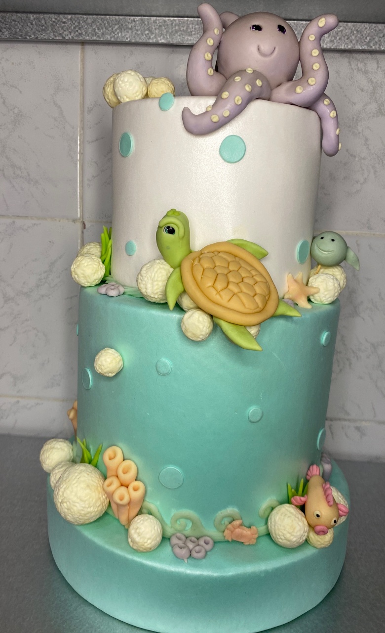 Bolo Fake Fundo Do Mar  - Antonella Decorações