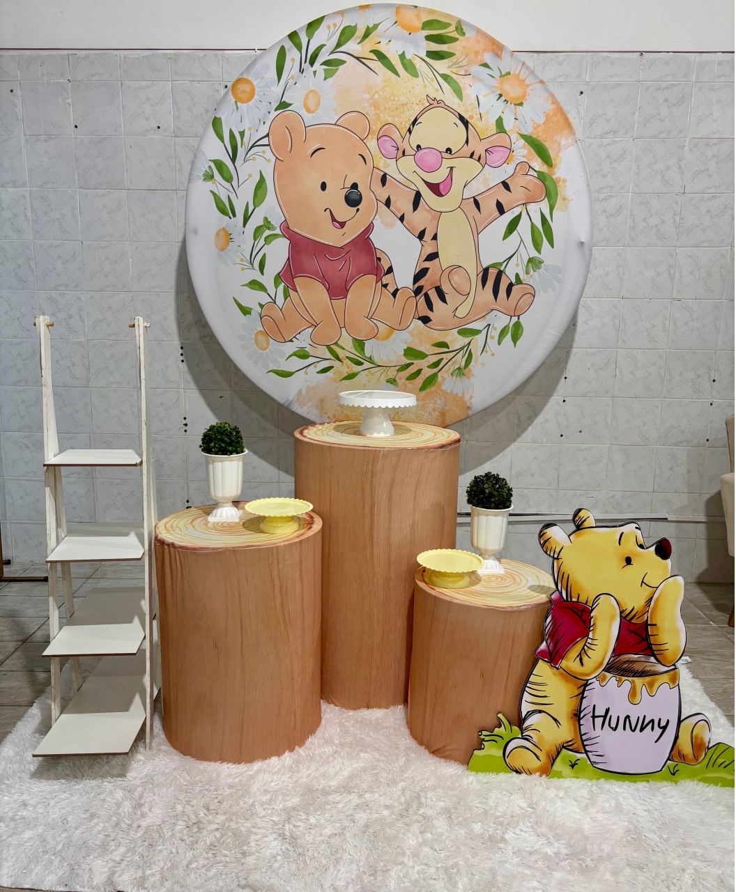 Ursinho Pooh Painel Redondo (Kit Prata) - Antonella Decorações