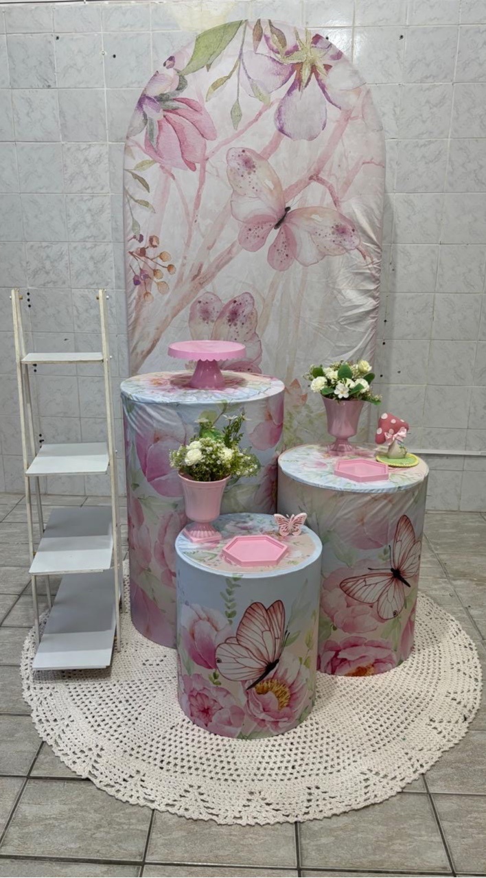 Borboleta Rosa Kit Prata  - Antonella Decorações
