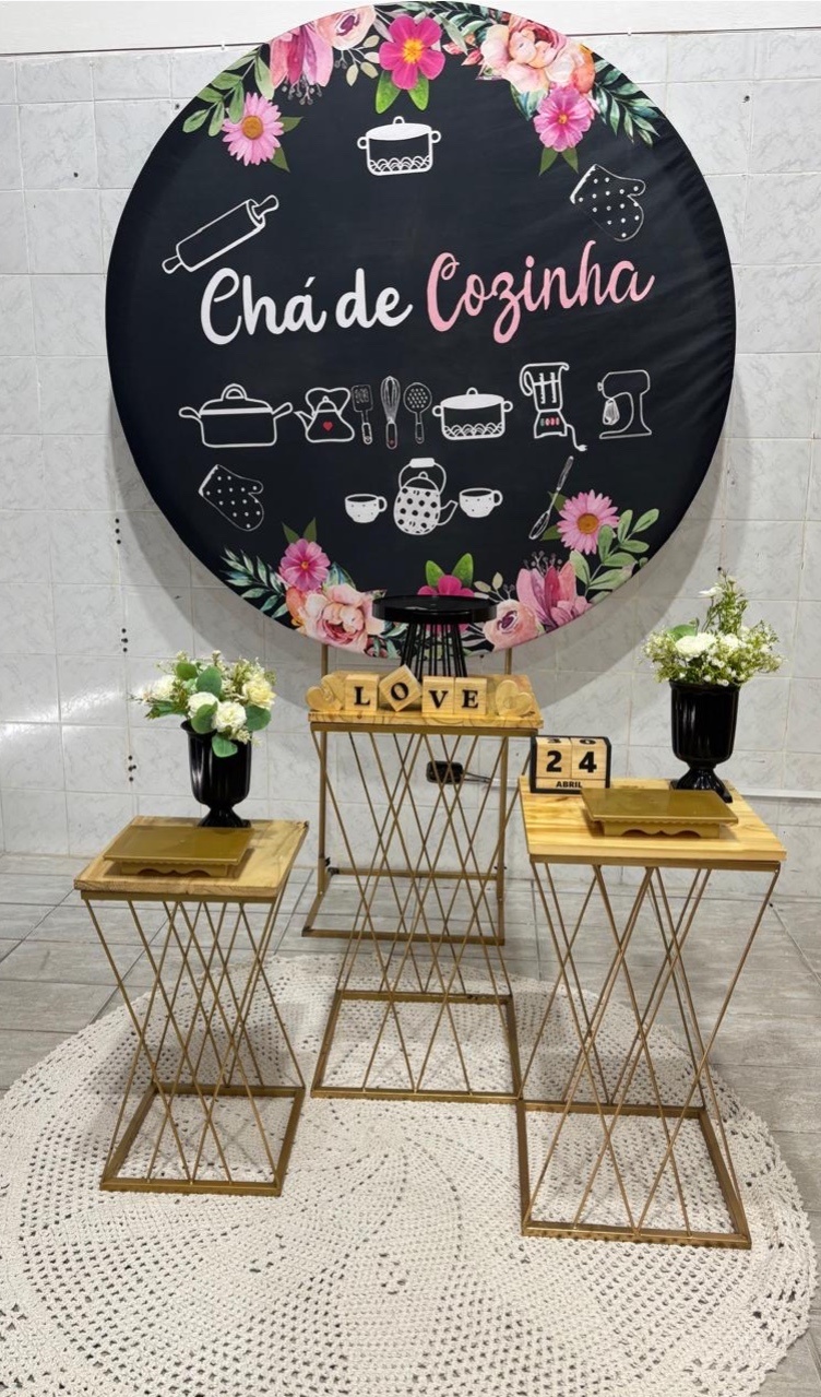 Chá de Cozinha Preto E Rosa  - Antonella Decorações
