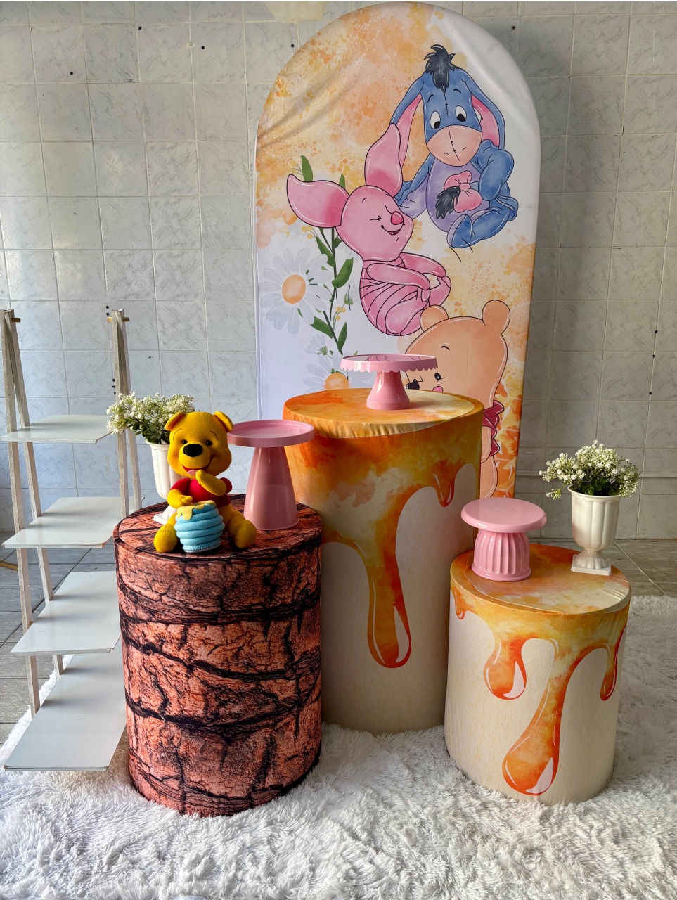Ursinho Pooh Rosa (Kit Prata) - Antonella Decorações
