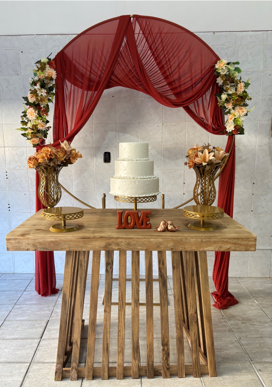 Terracota Com Mesa de Madeira - Antonella Decorações