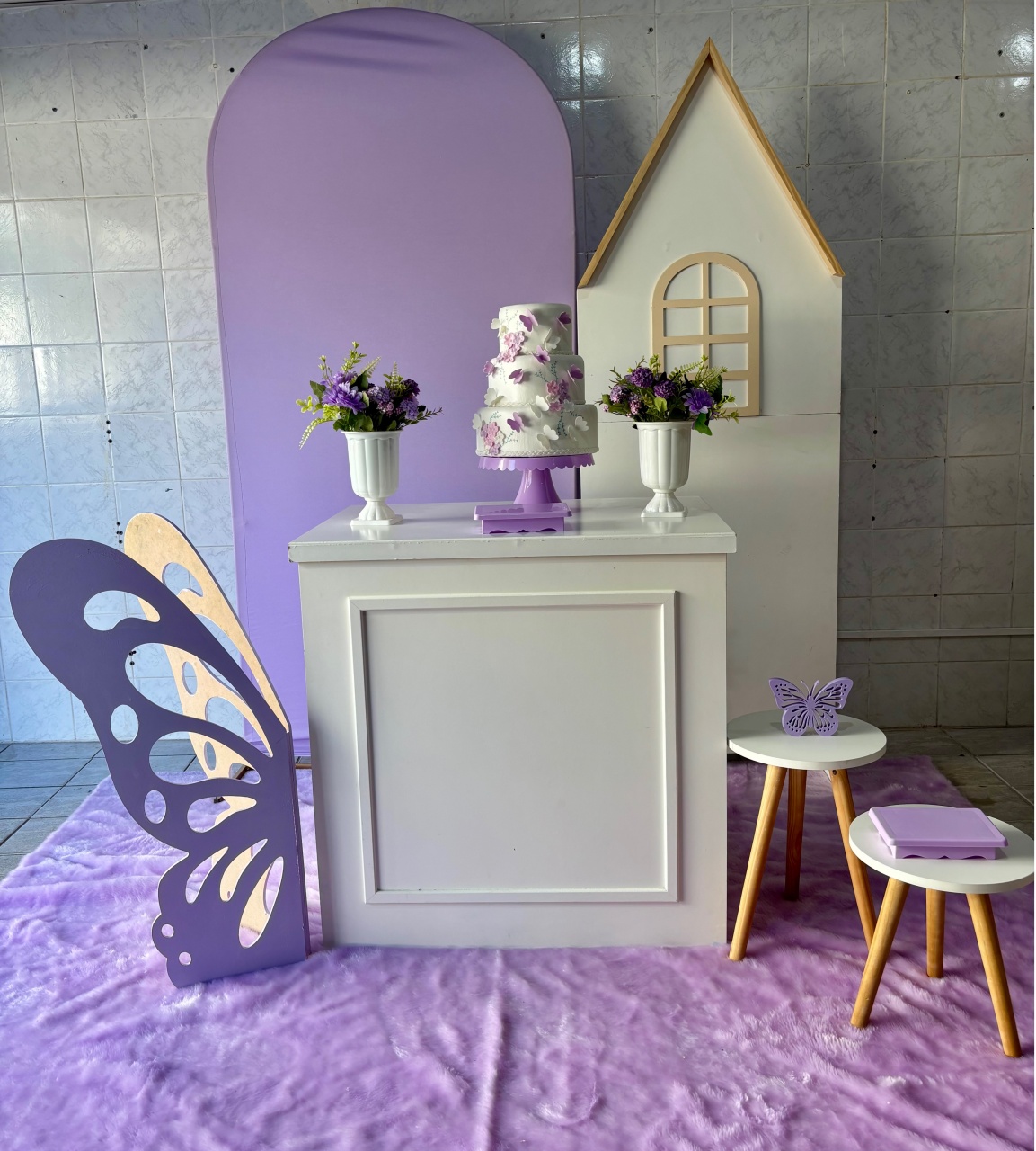 Borboleta Lilás E Branco - Antonella Decorações