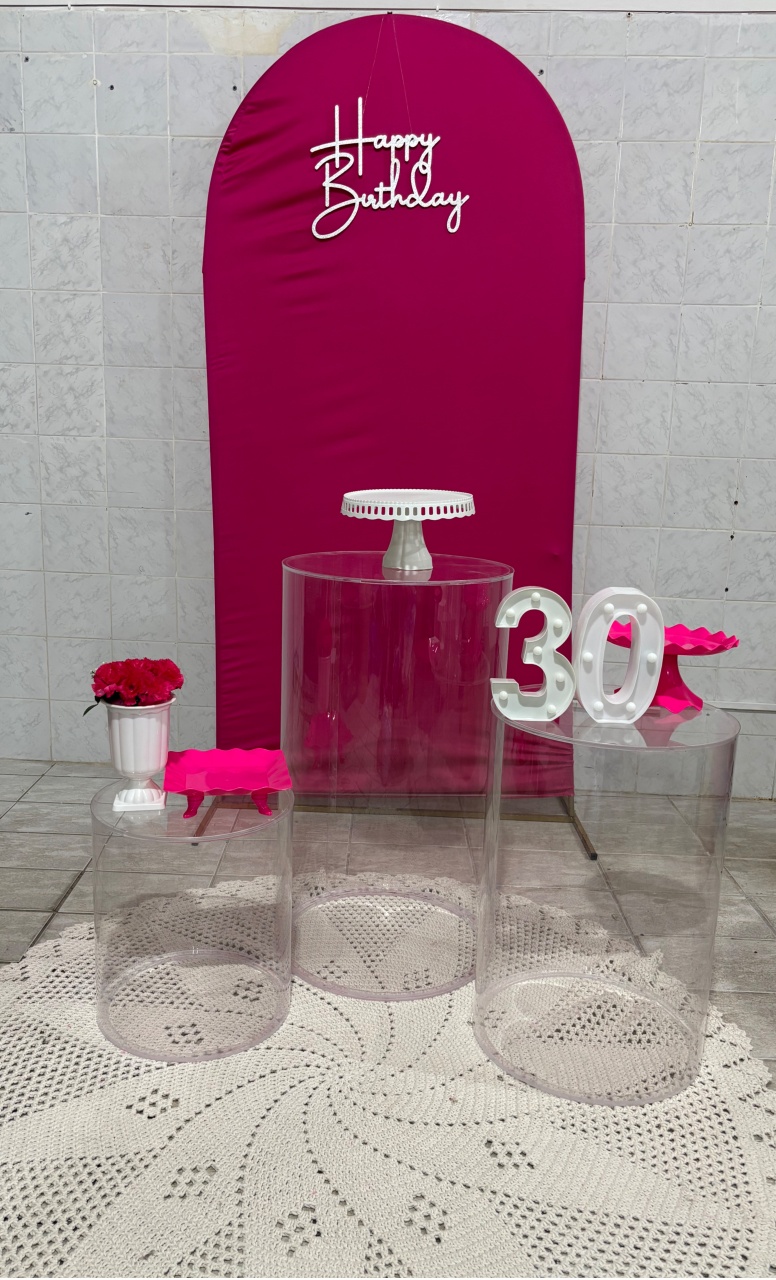 Pink Com Cilindro de Acrílico - Antonella Decorações