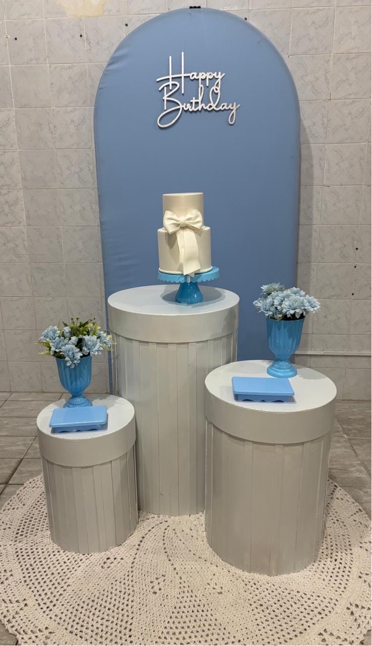 Azul Com Cilindro Ripado  - Antonella Decorações