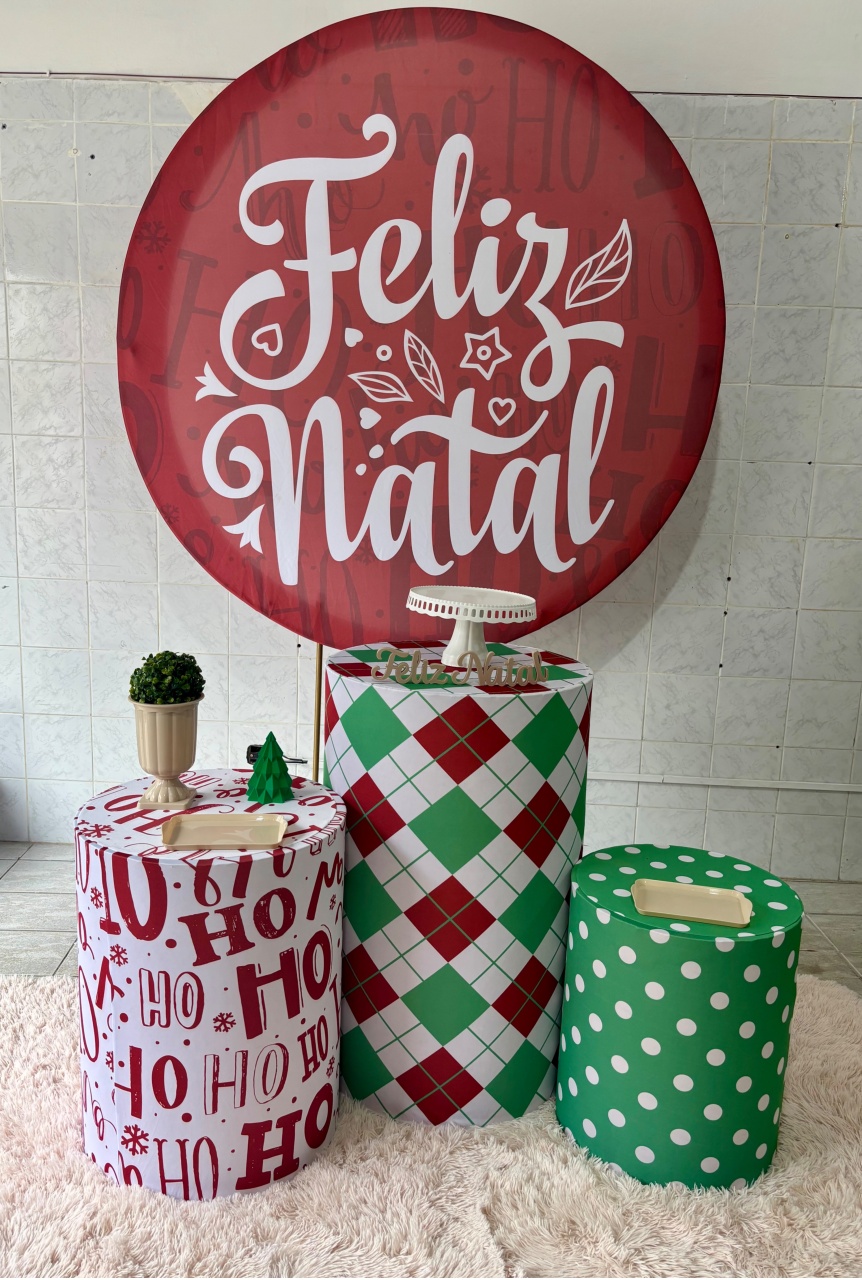 Feliz Natal Painel Redondo - Antonella Decorações