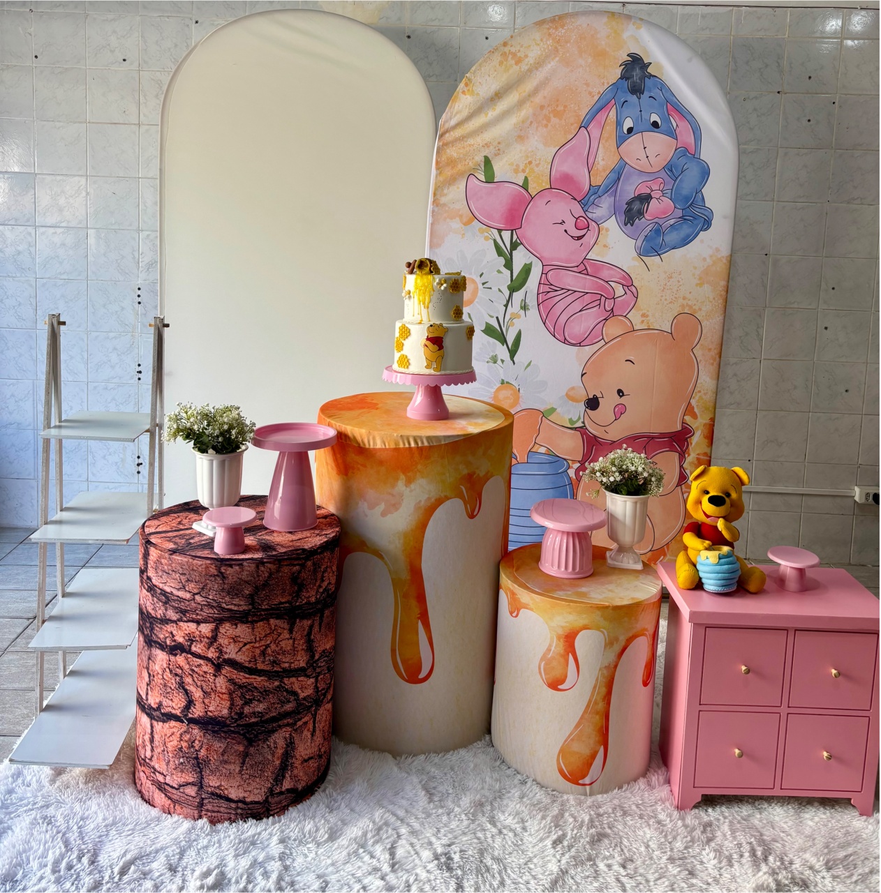 Ursinho Pooh Rosa (Kit Ouro) - Antonella Decorações