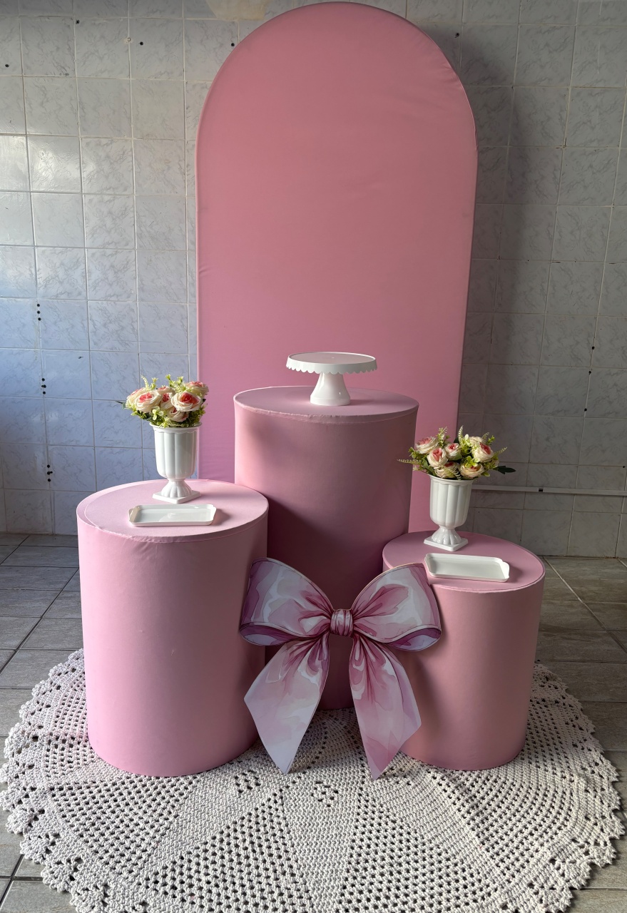 Laço Rosa Painel Romano - Antonella Decorações