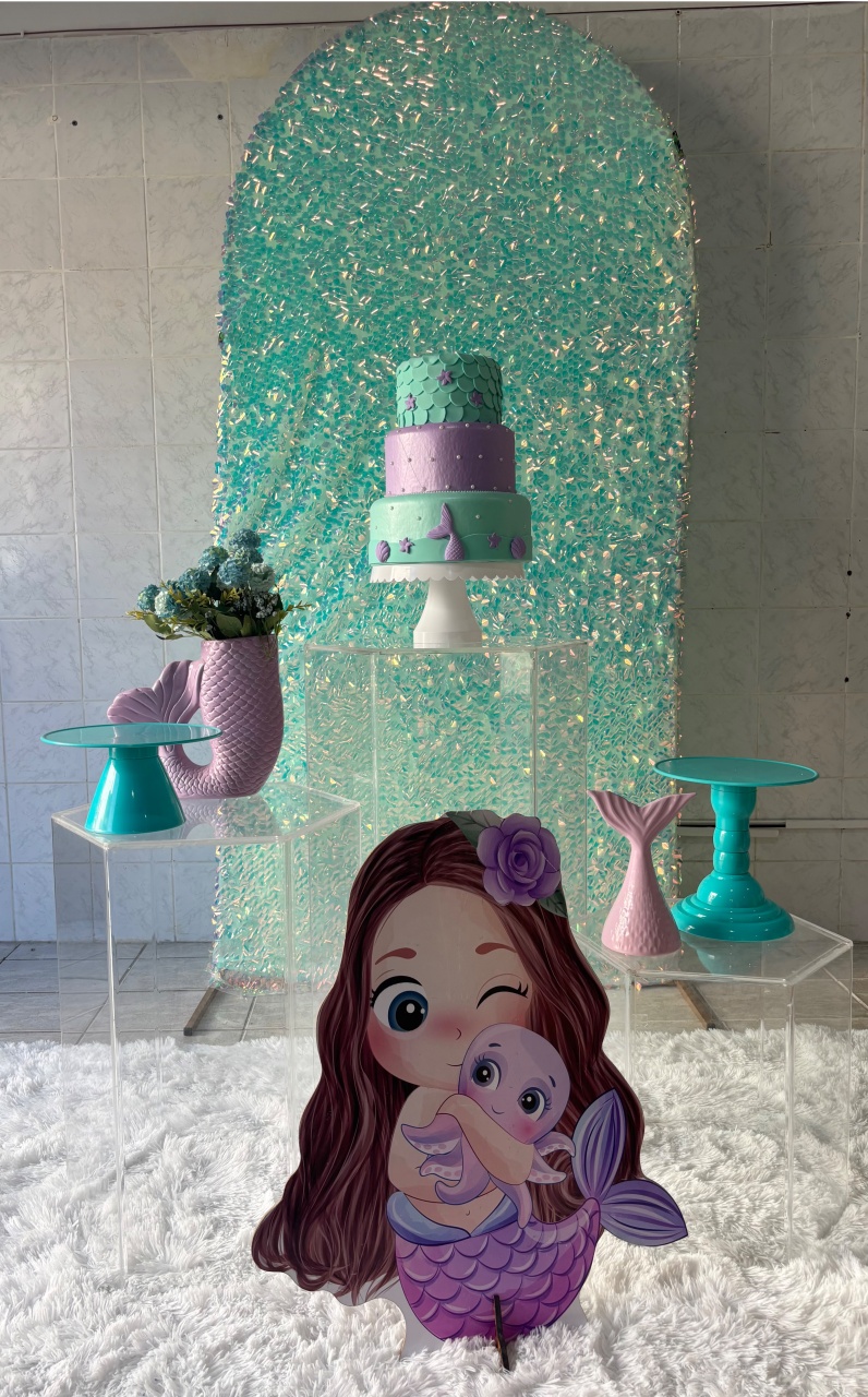 Sereia Painel Com Brilho - Antonella Decorações