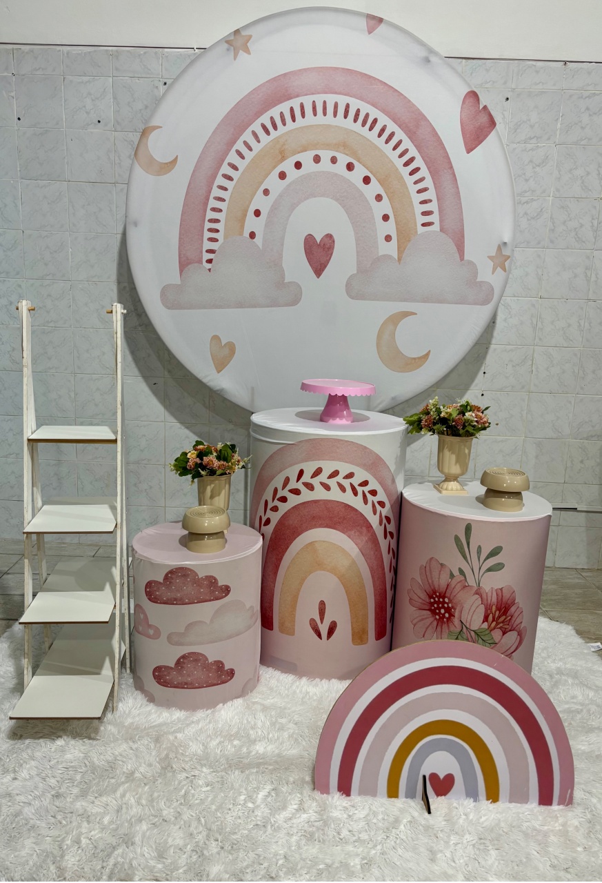 Arco Íris Rosa (Kit Prata) - Antonella Decorações