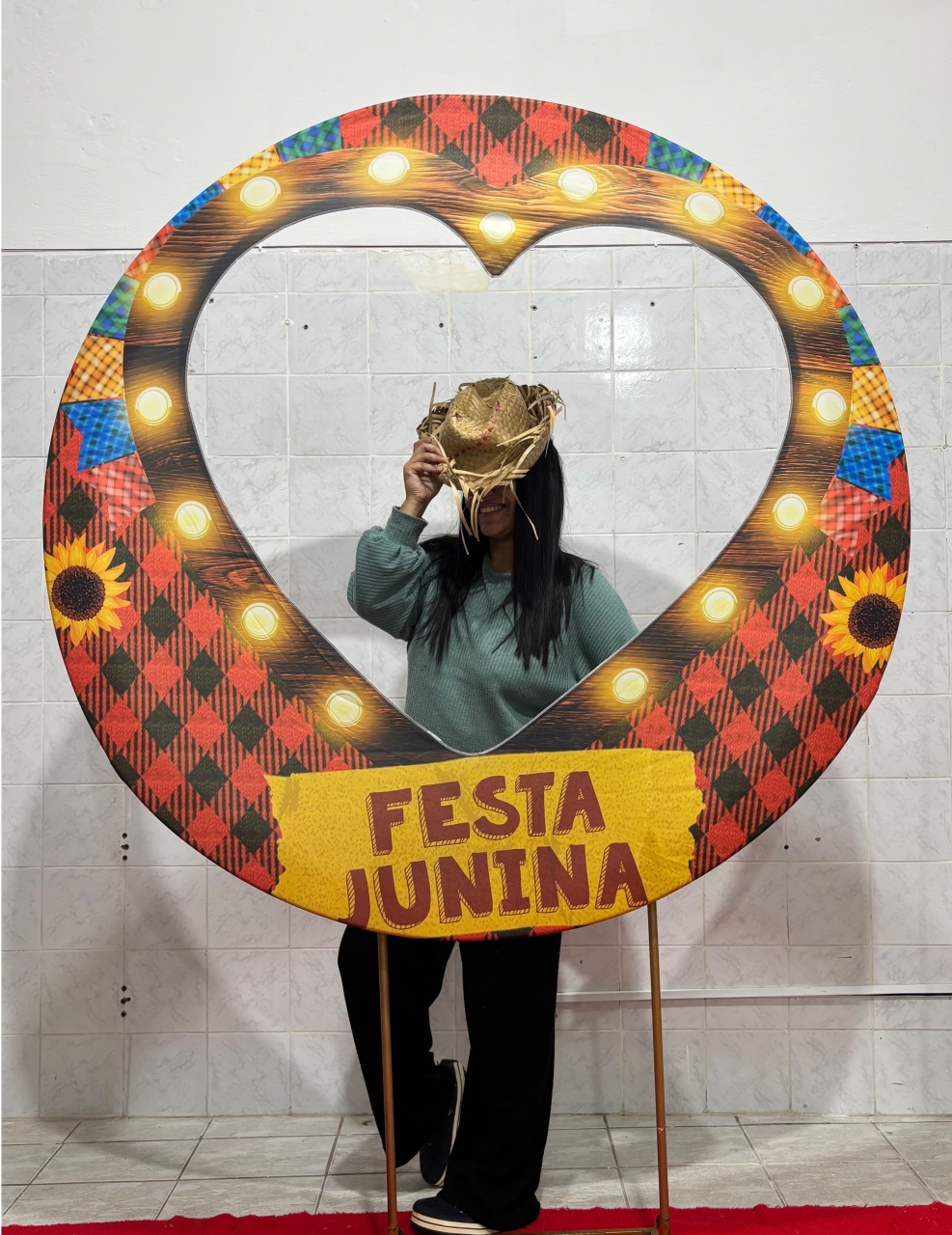 Painel Interativo Festa Junina Coração - Antonella Decorações