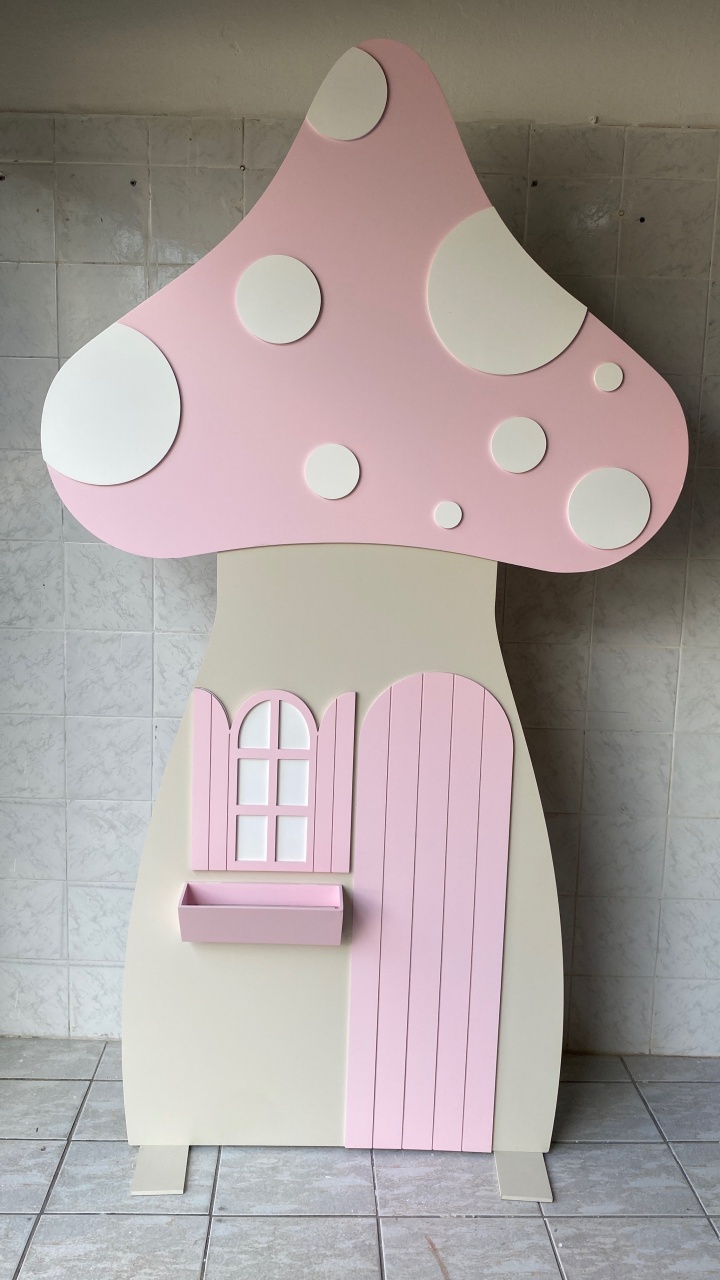 Painel Cogumelo Rosa  - Antonella Decorações