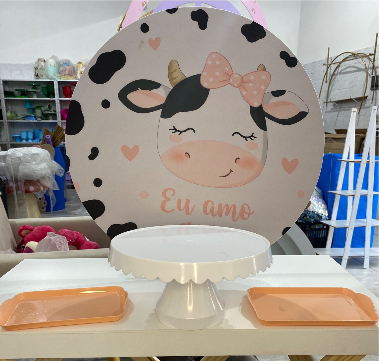 Decoração de Mesa Vaquinha/Amo Tete Rosa - Antonella Decorações