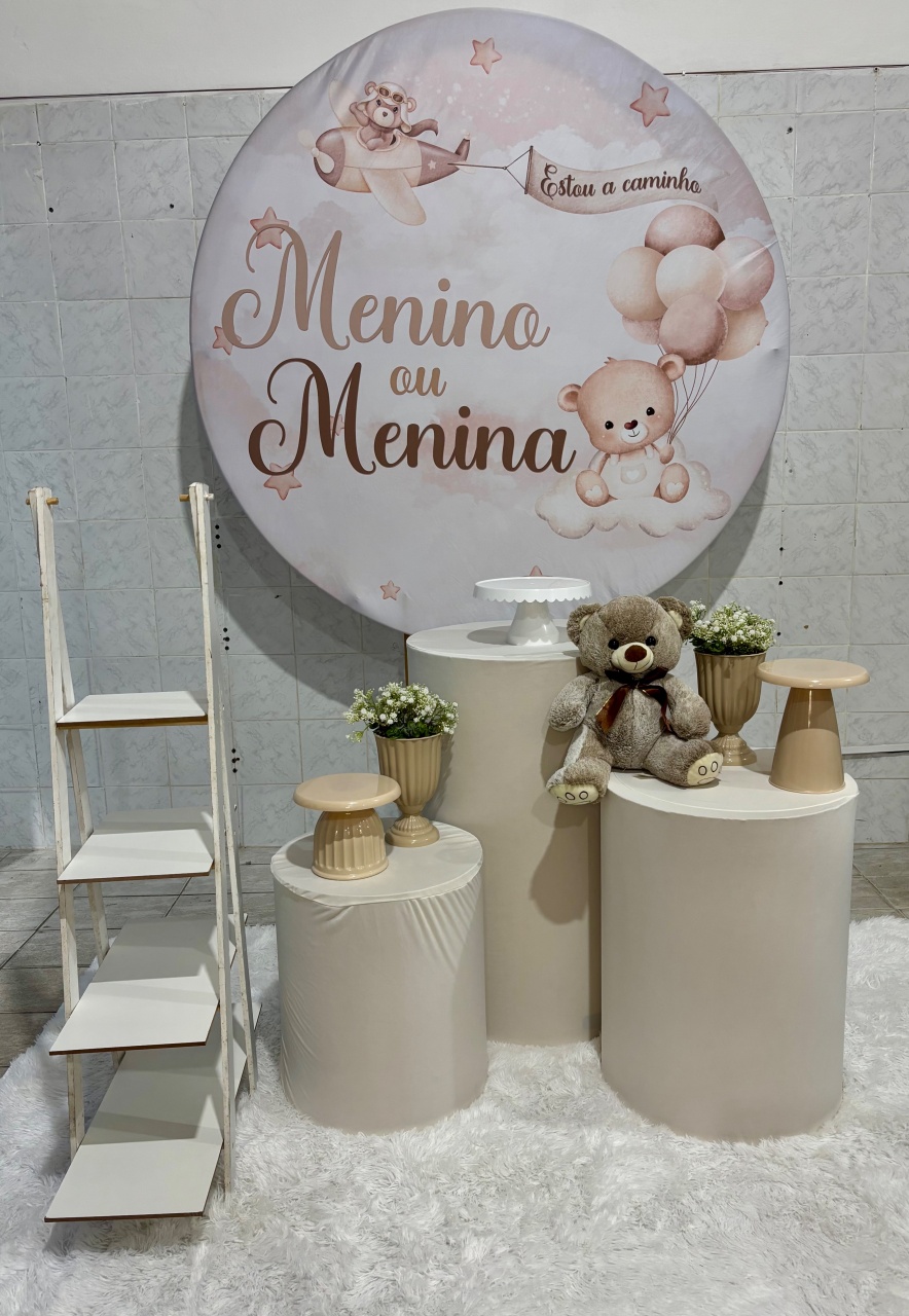 Menino Ou Menina Bege E Branco (Kit Prata) - Antonella Decorações