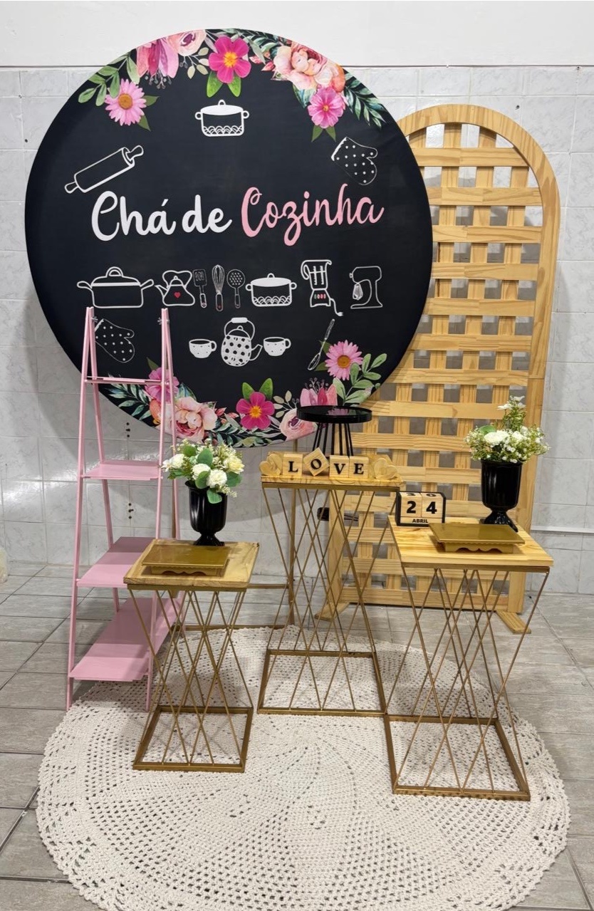 Chá de Cozinha Preto E Rosa 2 - Antonella Decorações