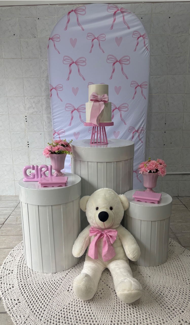 Chá de Bebê Laços Rosa - Antonella Decorações
