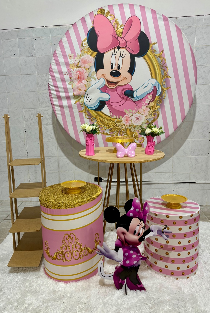 Minnie Rosa (Kit Prata ) - Antonella Decorações