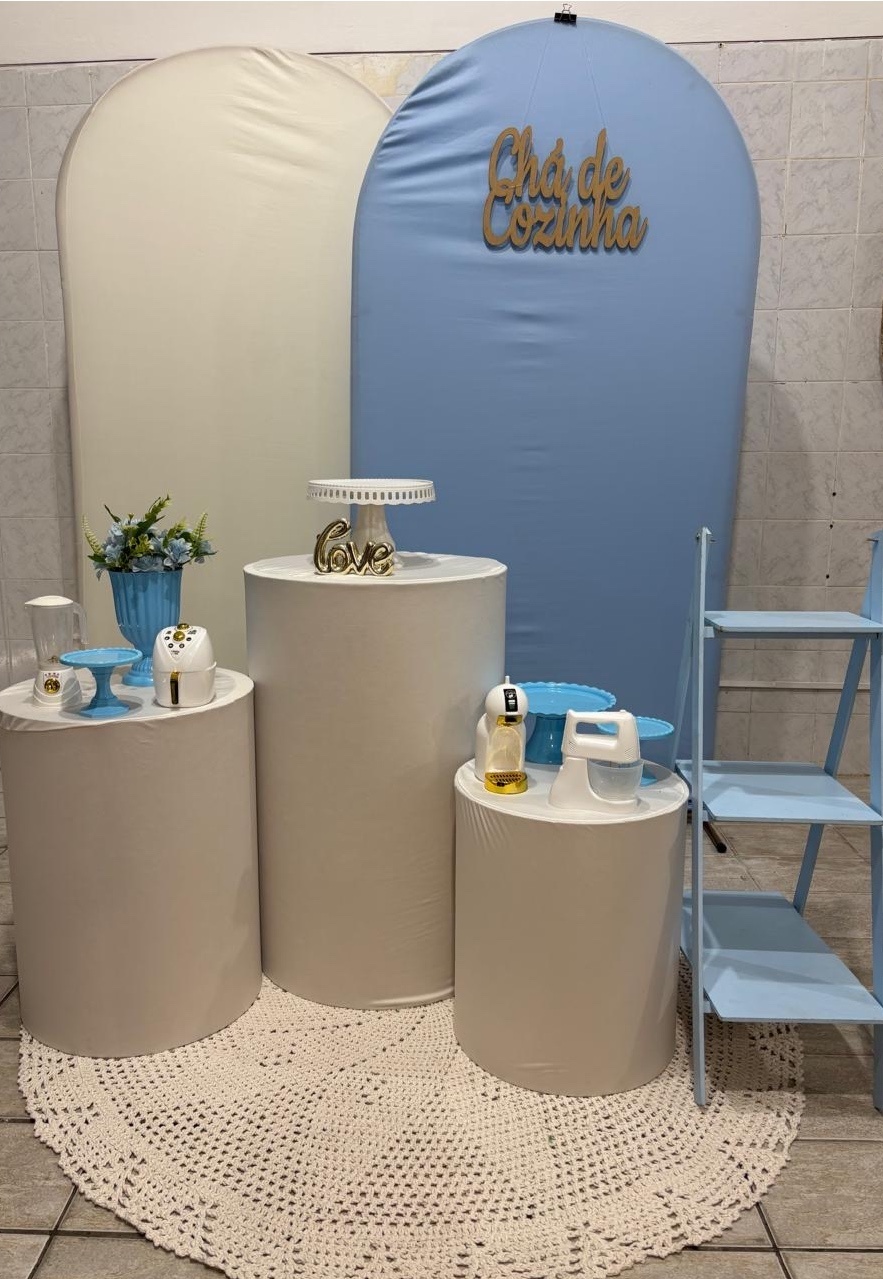 Chá de Cozinha Branco E Azul - Antonella Decorações