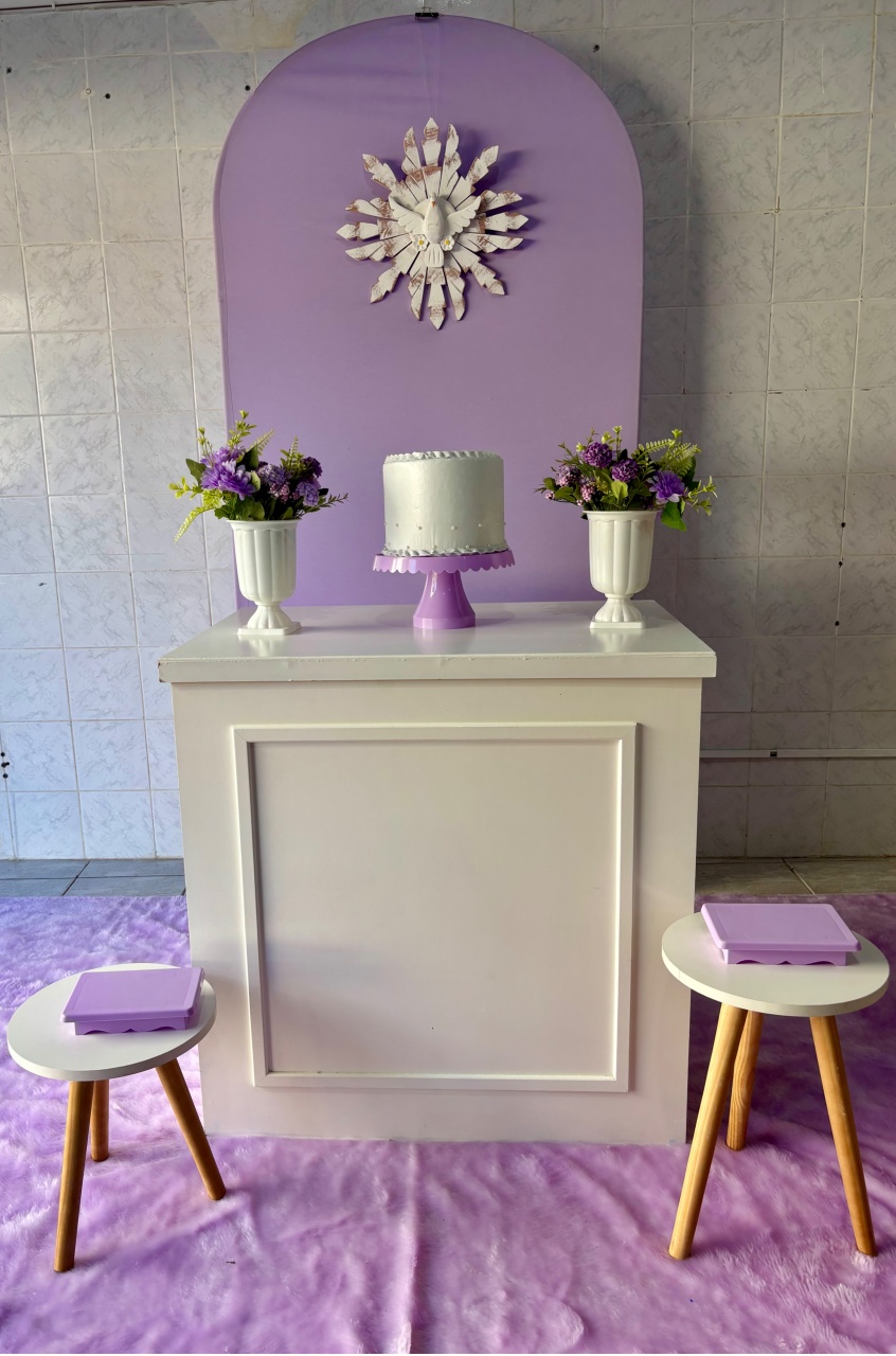 Batizado Lilás E Branco - Antonella Decorações