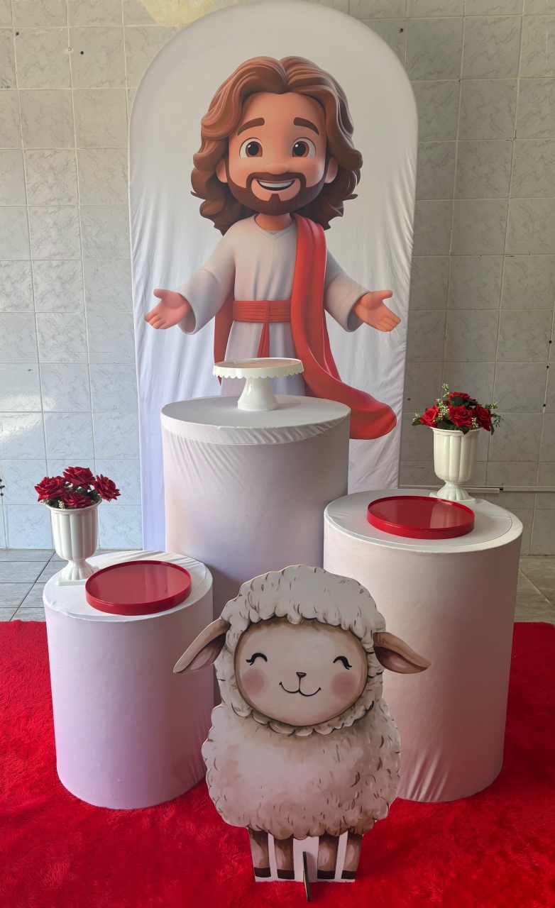 Jesus Vermelho E Branco 1 - Antonella Decorações