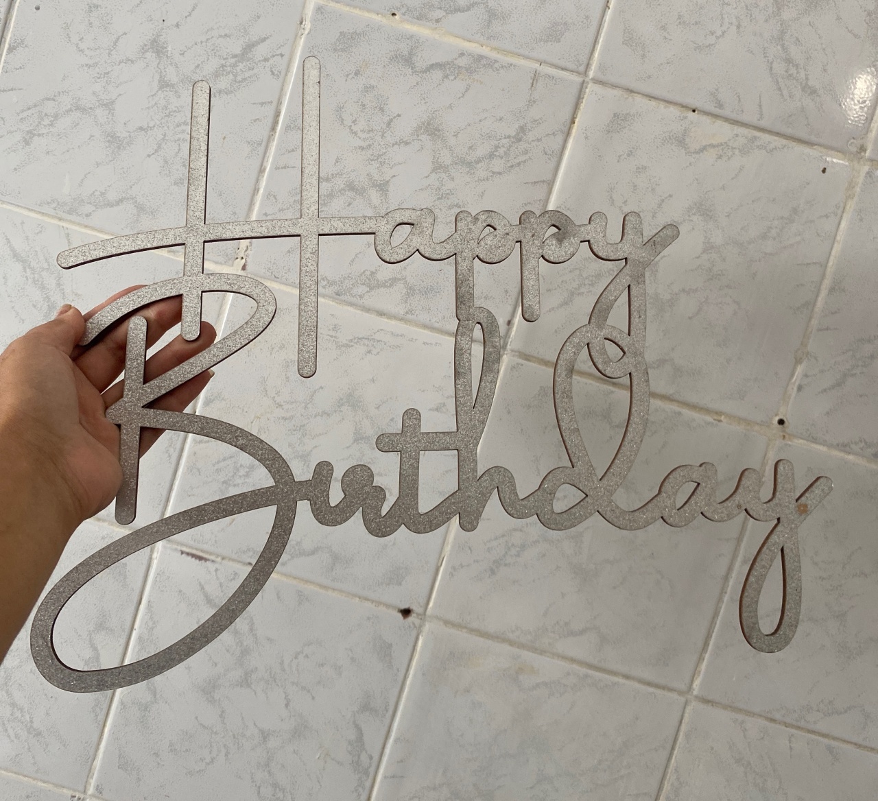 Happy Birthday Prata de Mdf - Antonella Decorações