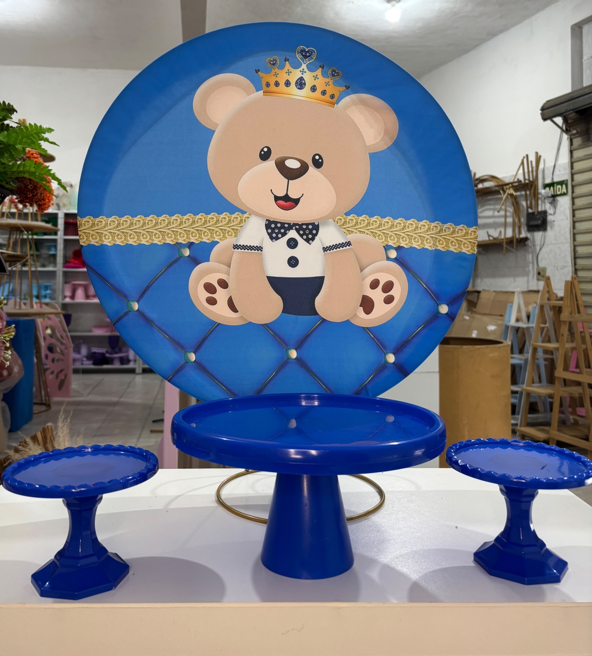 Decoração de Mesa Urso Realeza Azul  - Antonella Decorações