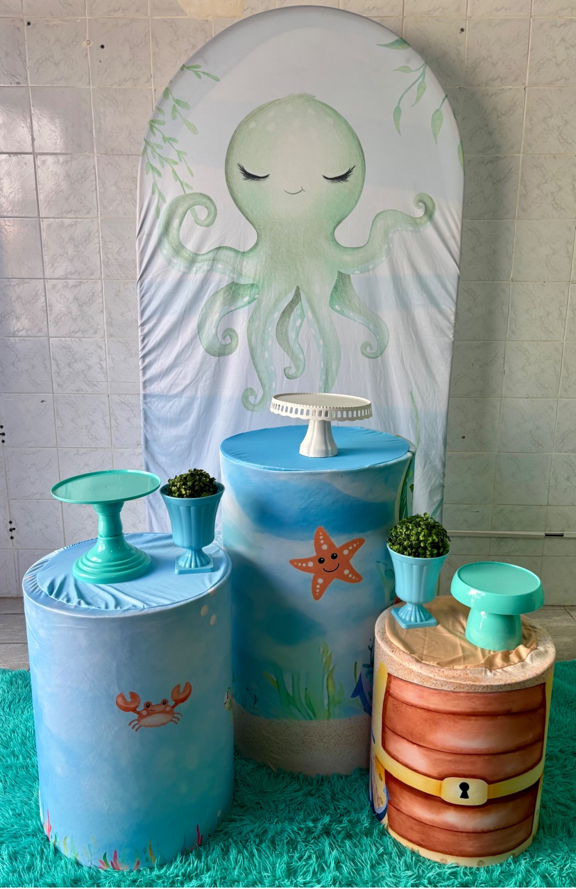 Fundo Do Mar Verde Água Com Azul (Kit Bronze) - Antonella Decorações
