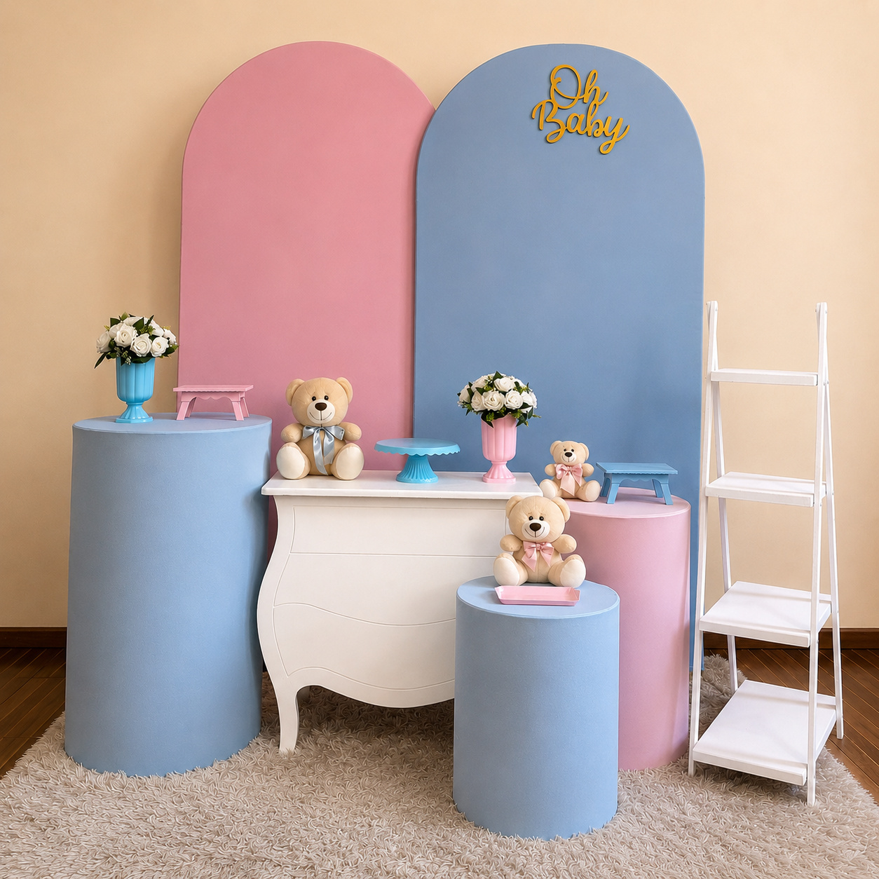 Kit Premium Painel Duplo Revelação Rosa E Azul - Mila Saldanha Locações