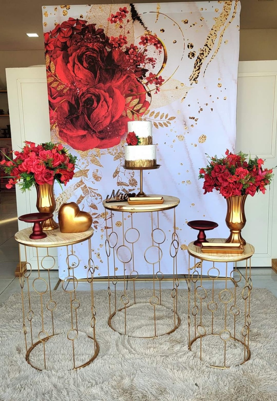 Kit Vermelho, Branco E Dourado - Carla Decor