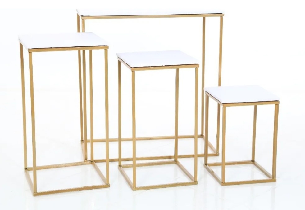 Kit Mesa Cubo Tampo Branco - Carla Decor