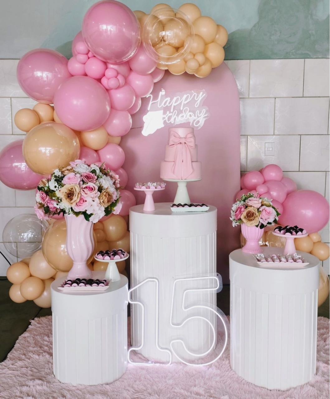 Kit Rosa Com Bege - Carla Decor