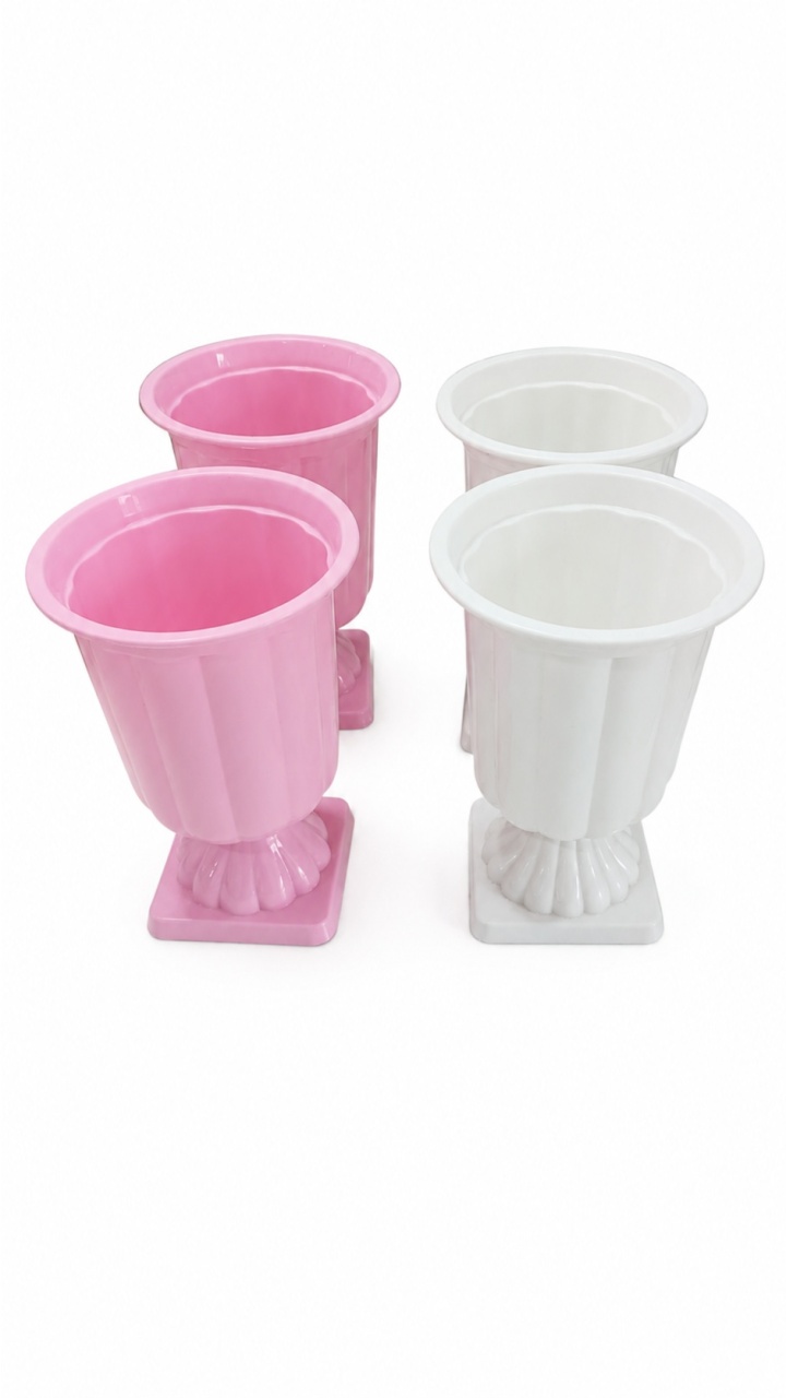 Vasos Rosa E Branco - Carla Decor