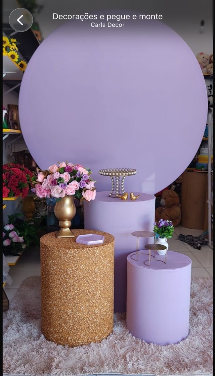 Kit Lilás Painel Redondo Liso - Carla Decor