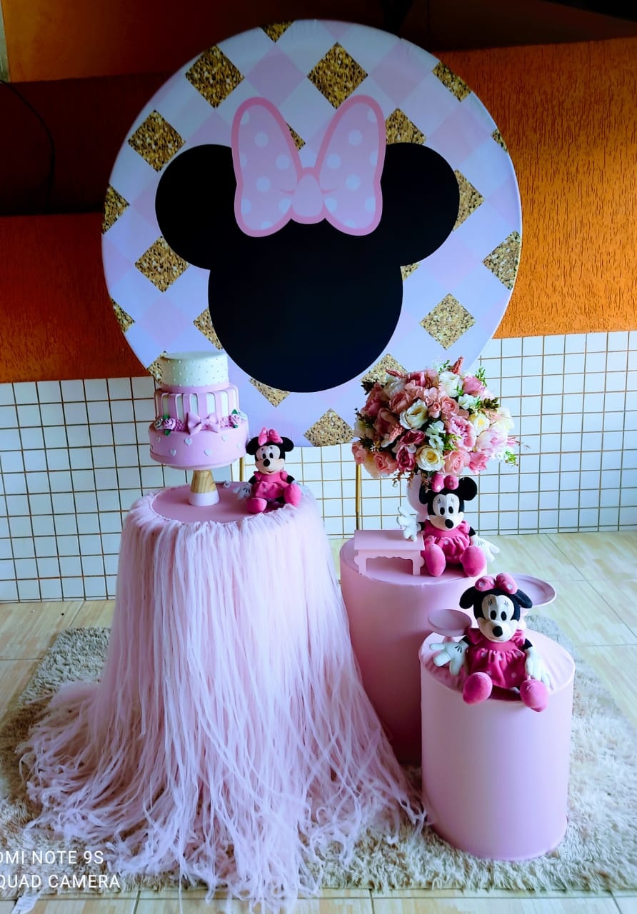Kit Essencial Miney Rosa Com Tule - Carla Decor