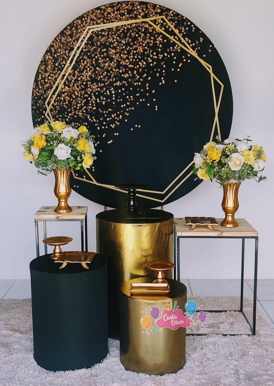 Kit Celebração Preto Com Dourado  - Carla Decor