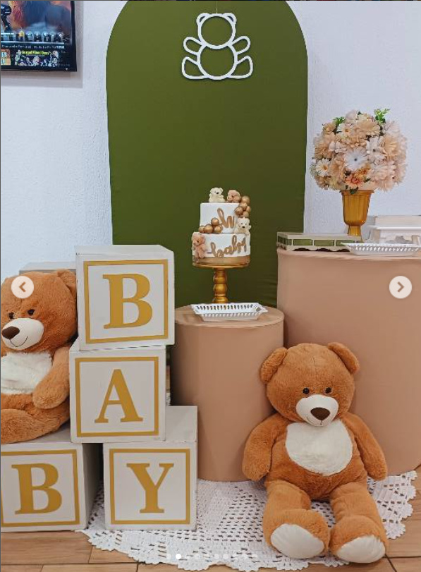 Chá de Bebe   Bege E Verde Musgo - jlfestaemcasa