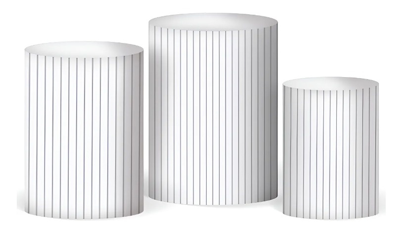 Capas Trio de Cilindro - Branco Ripado - jlfestaemcasa