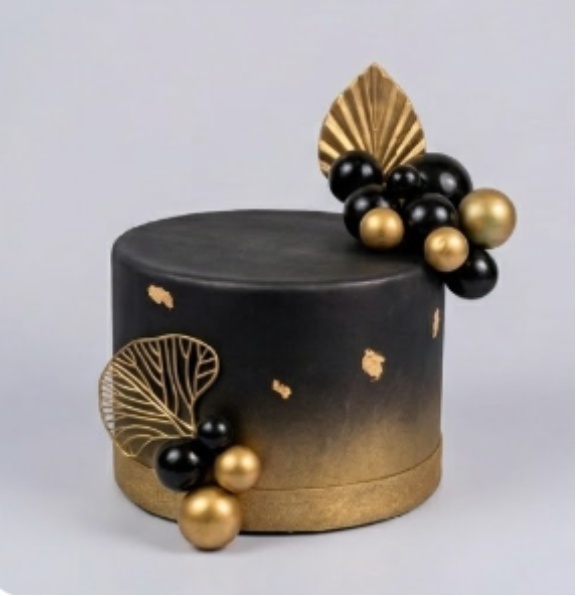 Bolo Fake - Preto E Dourado - jlfestaemcasa