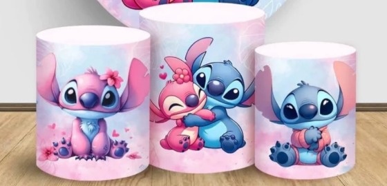 Capas Trio de Cilindro - Stitch - jlfestaemcasa