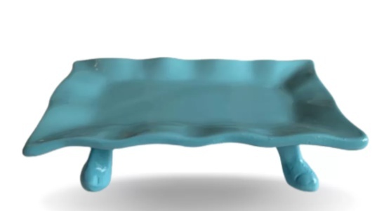 Rocamboleira Azul Com Pé - Cerâmica - jlfestaemcasa